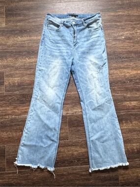 RISEN Light Blue Women's Distressed Loose Flare Jeans 1X
